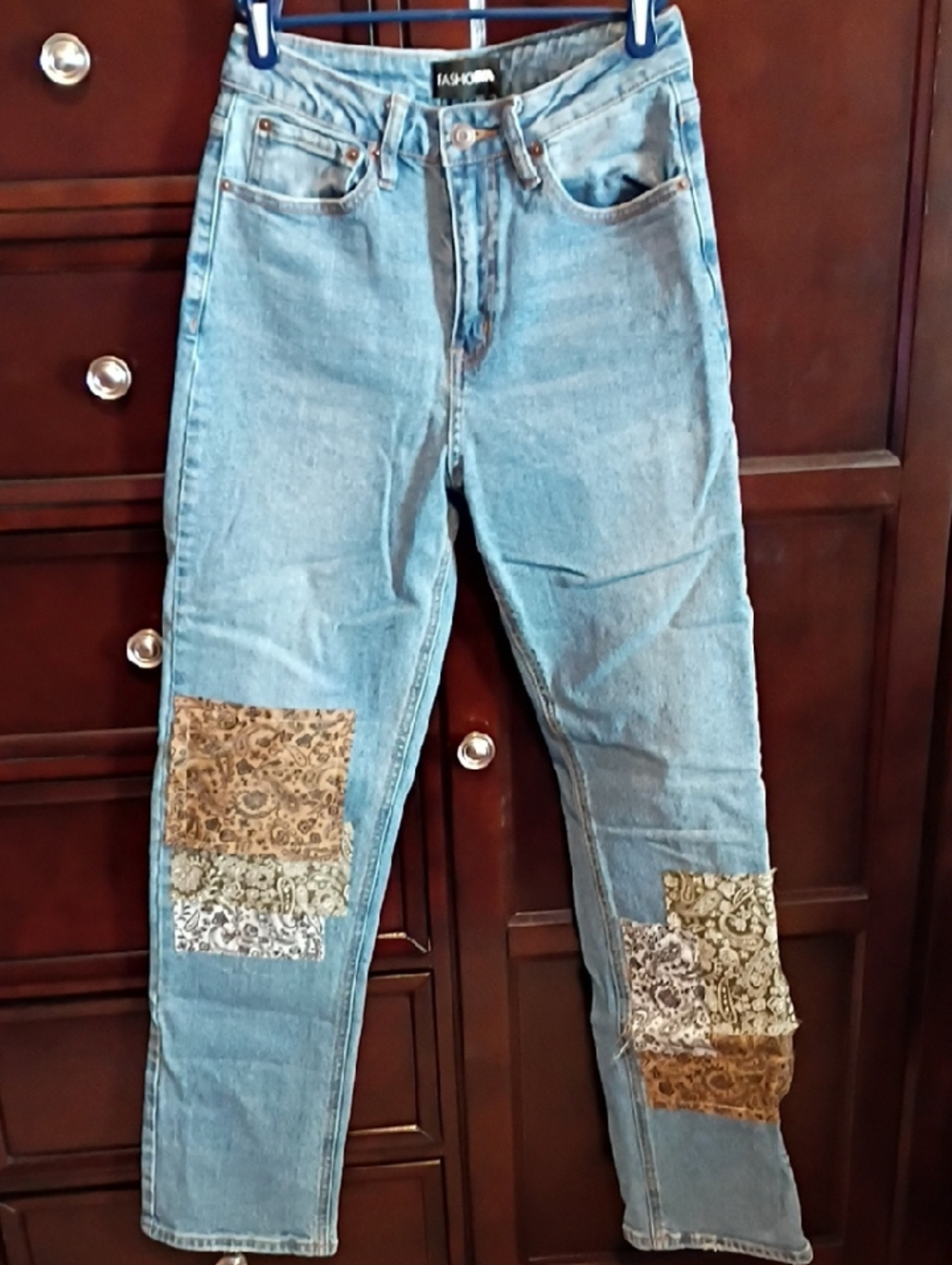 Fashion Nova Straight Leg Patchwork Jeans